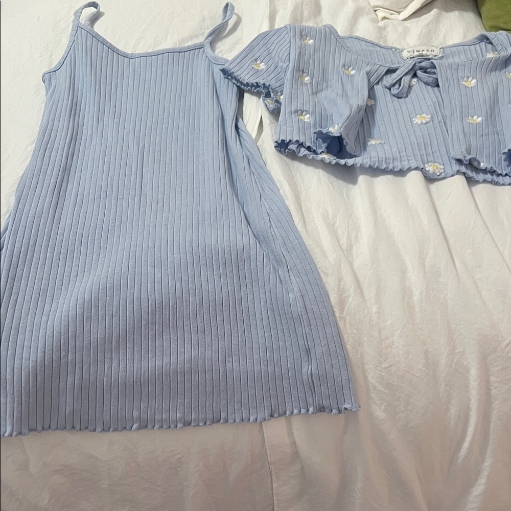 Btween Light Blue Lace-Trimmed Garment